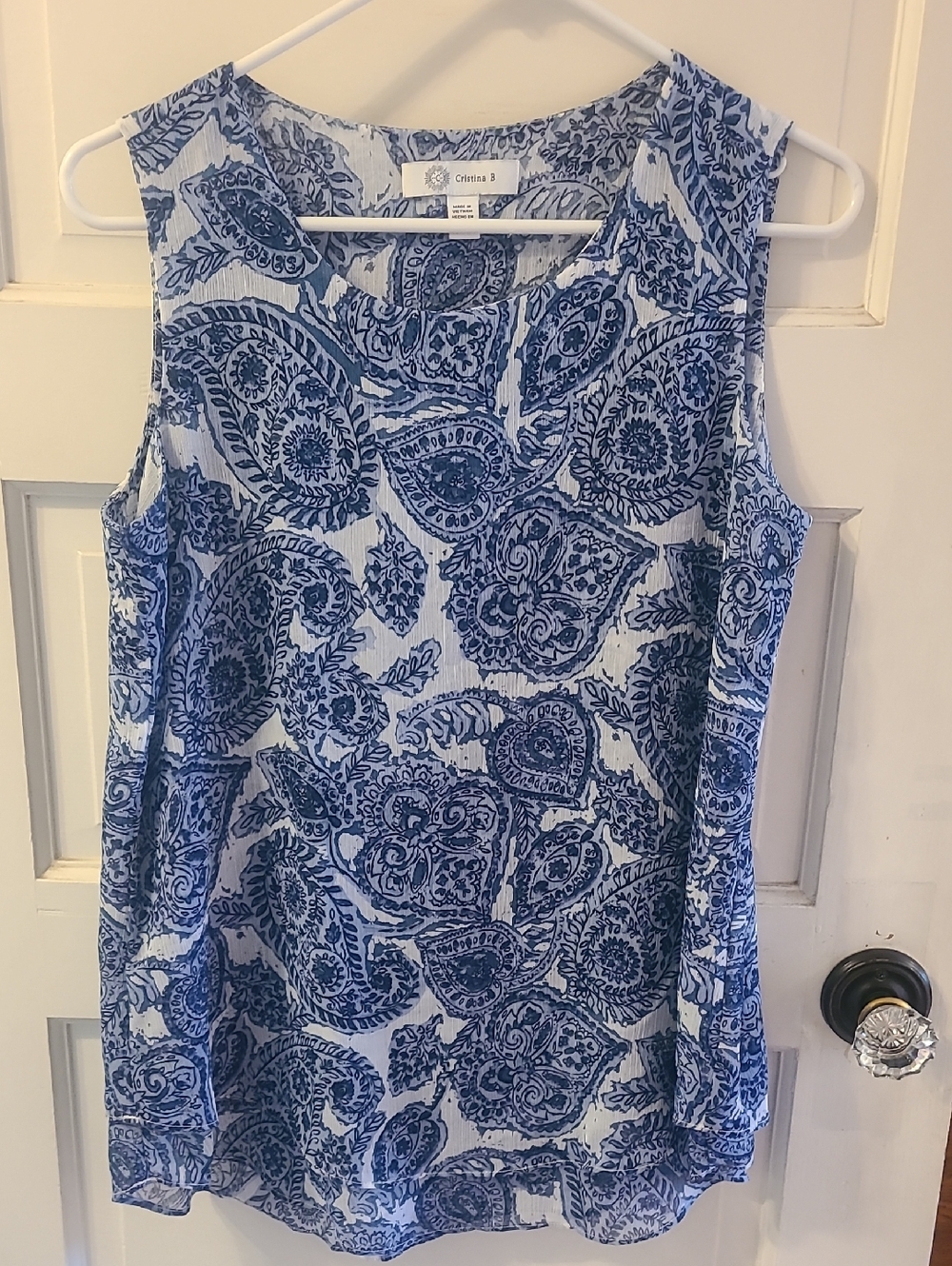 Cristina B Blue Paisley Sleeveless Top